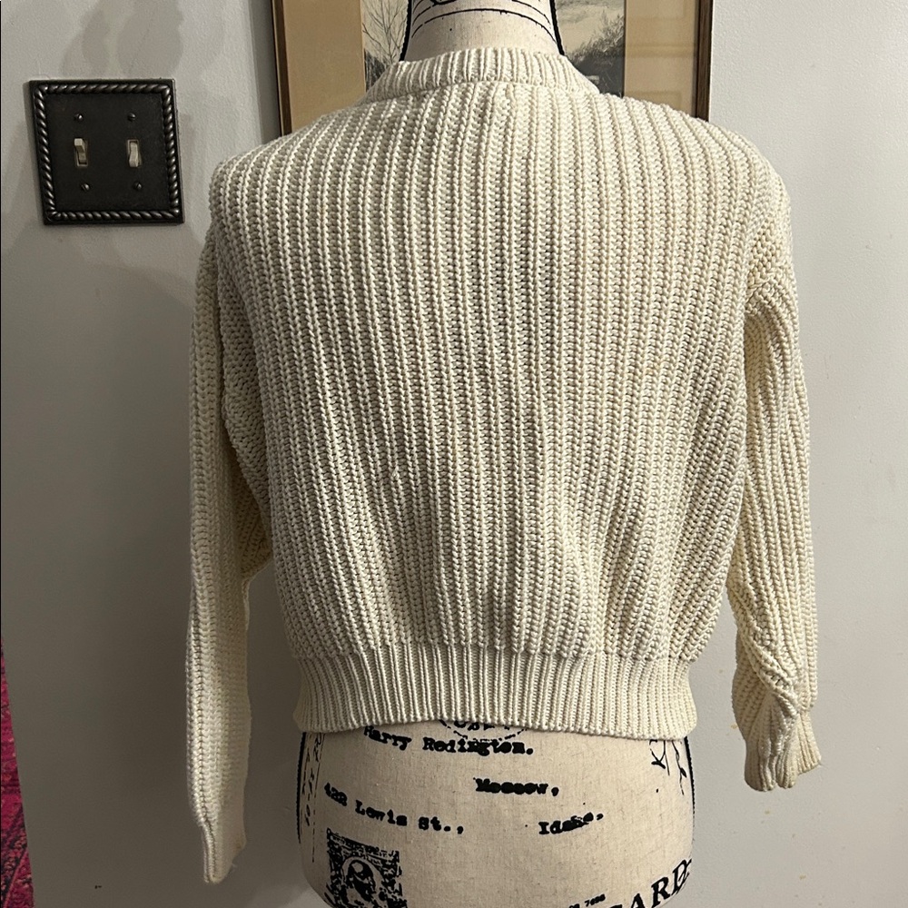 Eddie Bauer Classic Cream Button-Up Women's Sweater Medium - Picture 2 of 4